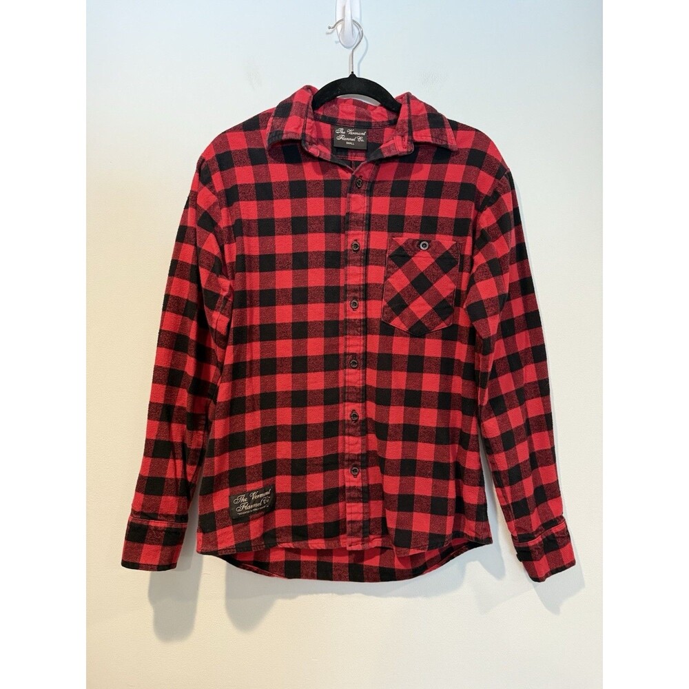 Vermont Flannel Co. Plaid Button Down Shirt Womens Small Red Black 100% Cotton